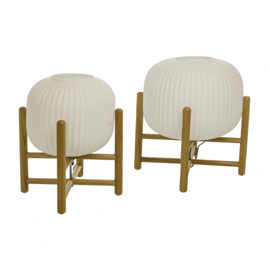 VINDA bordlampa, tr�/vit