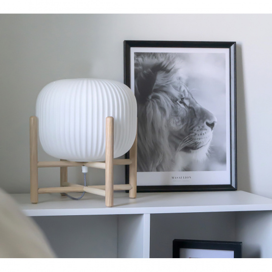 VINDA bordlampa, stor, tr�/vit