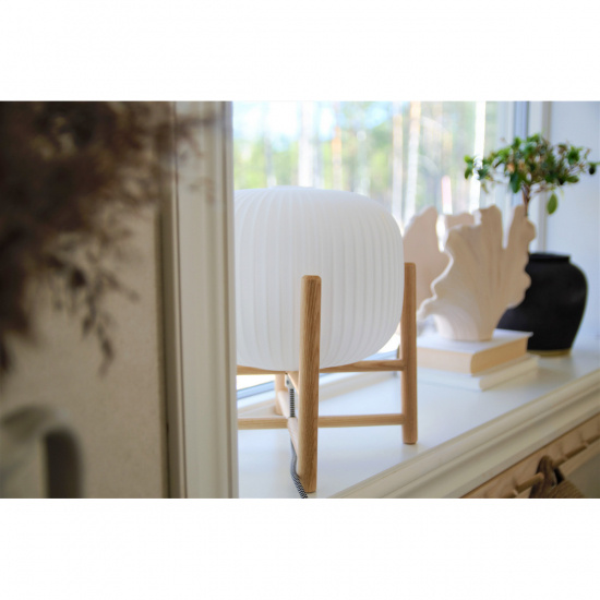 VINDA bordlampa, stor, tr�/vit