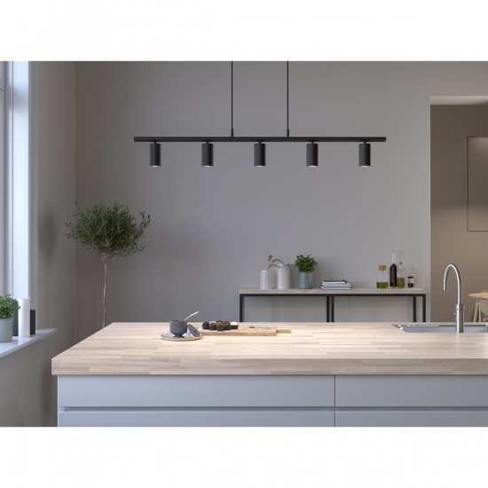 LUCY Linear Pendant-5, Flat Black, GU10