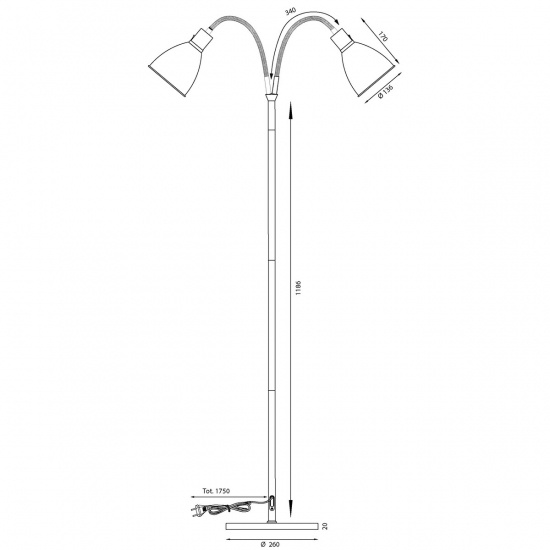 IDRE golvlampa 2-arm, vit