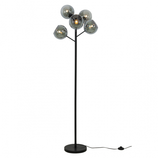 ATOM golvlampa 5-arm upp, svart/r�k