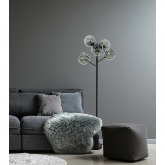 ATOM golvlampa 5-arm upp, svart/r�k