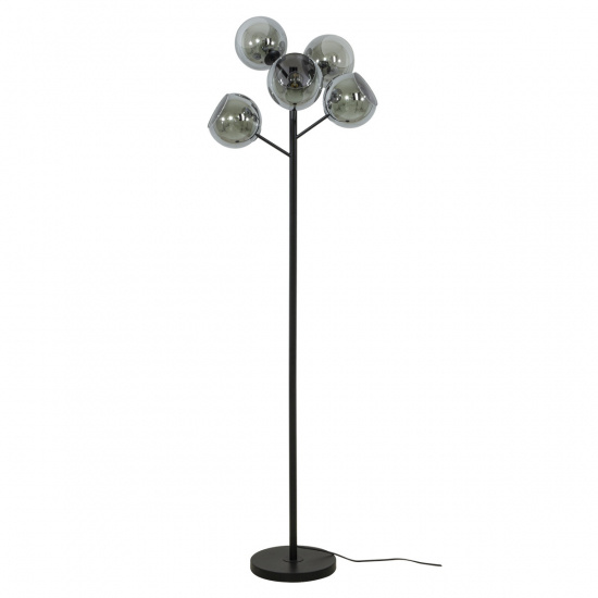 ATOM golvlampa 5-arm upp, svart/r�k