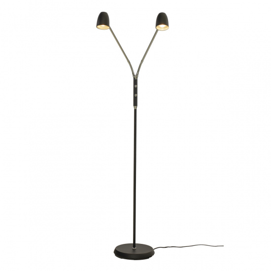 SANDNES golvlampa dubbel, svart/krom