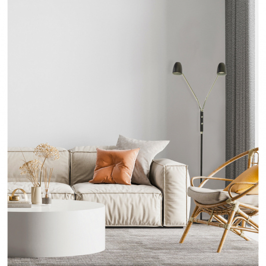 SANDNES golvlampa dubbel, svart/krom