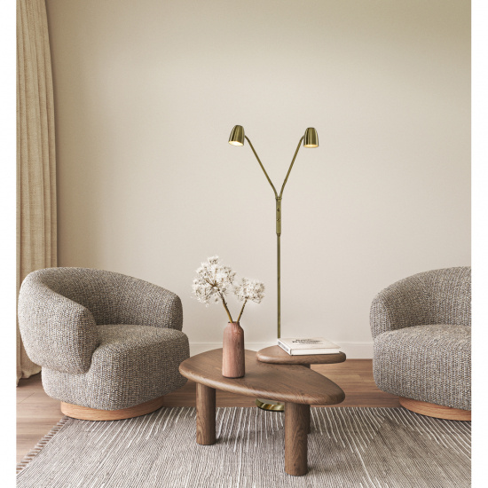 SANDNES golvlampa dubbel, antik