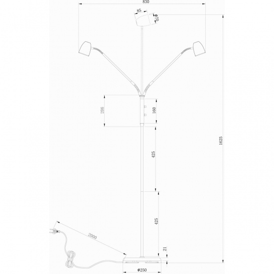 SANDNES golvlampa dubbel, antik