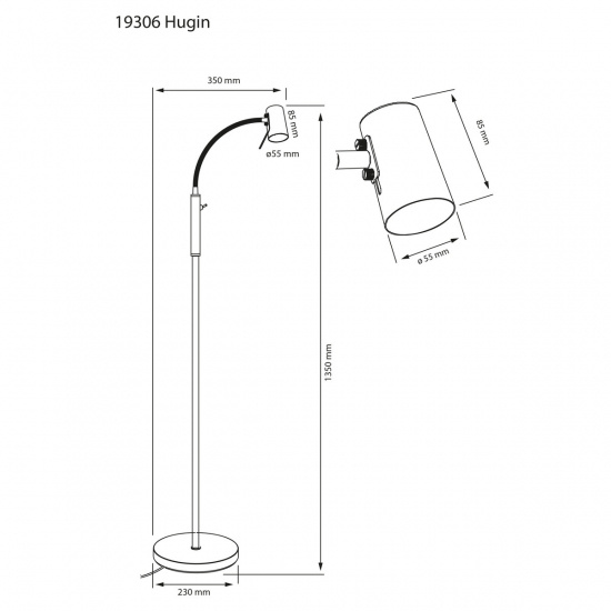 HUGIN golvlampa, svart