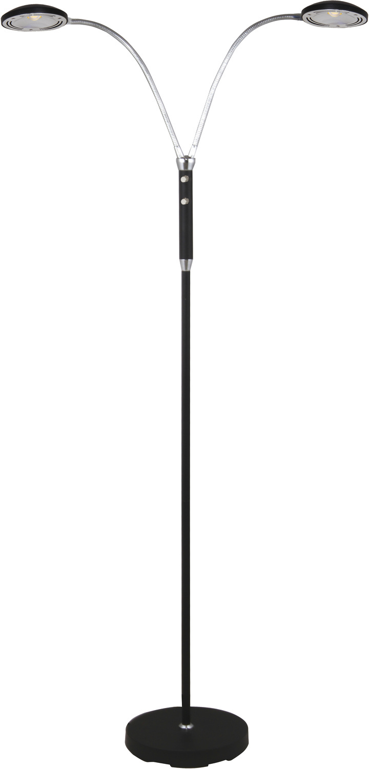 HERO golvlampa, dubbel, svart/krom