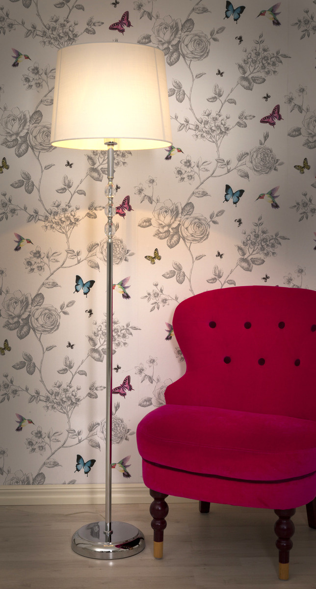 JOHANNA golvlampa, krom/vit