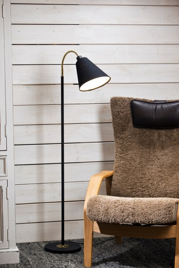 LJUSDAL golvlampa 1-arm, svart/matt m�ssing