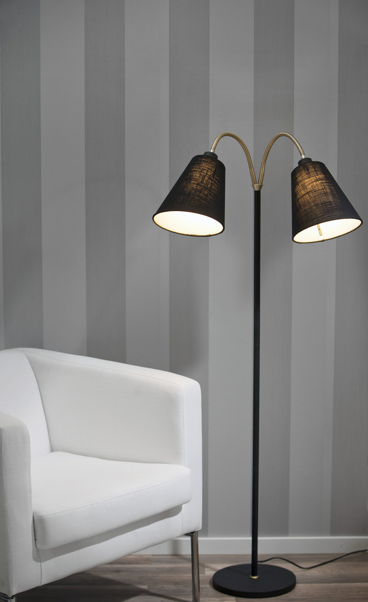 LJUSDAL golvlampa 2-arm svart/matt m�ssing