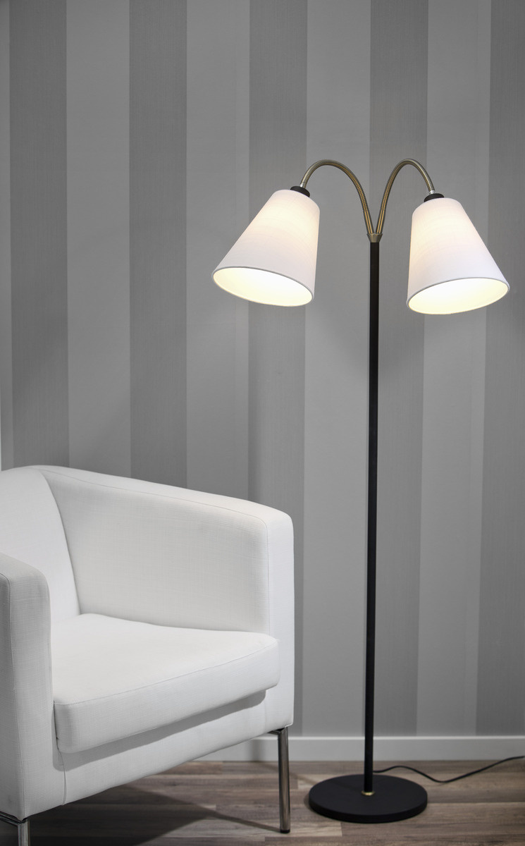 LJUSDAL golvlampa 2-arm svart/matt m�ssing