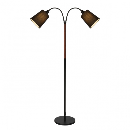 LJUSDAL golvlampa 2-arm, svart/valn�t