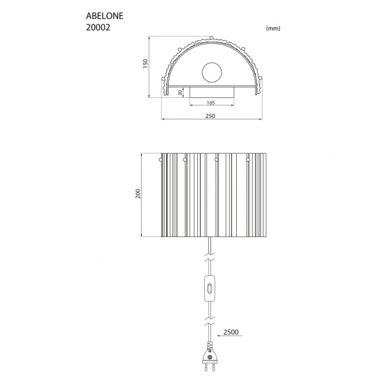 ABELONE V�gglampa, Klar/Krom