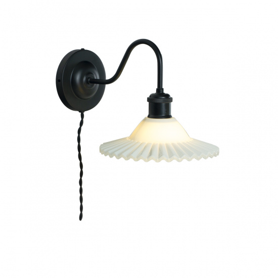 SILVIA V�gglampa - Svart/Vitt glas