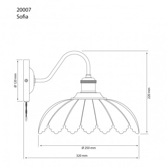 SOFIA V�gglampa - Svart/Vitt glas