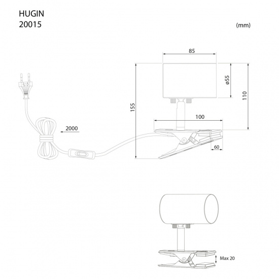 HUGIN Kl�mlampa, M�lad Antik