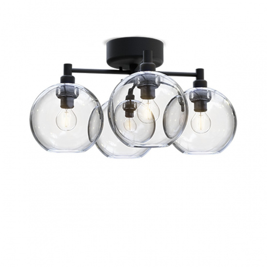 Gloria plafond D460 svartstruktur/klart glas E14