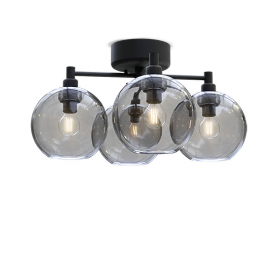 Gloria plafond D460 svartstrukt/r�kf�rgat glas E14