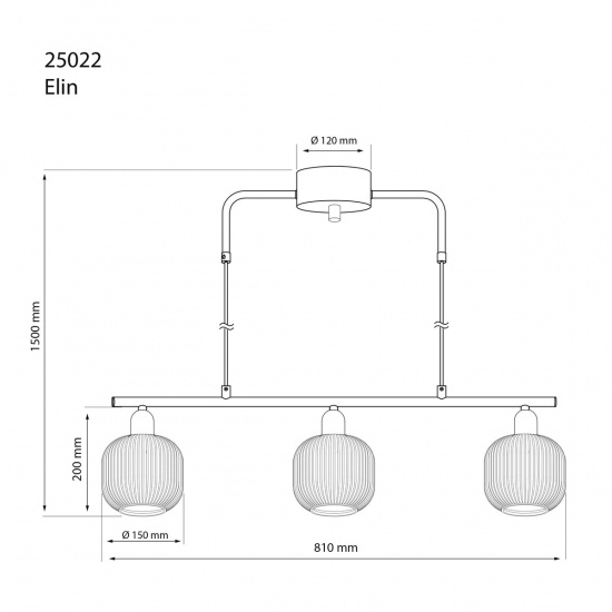 ELIN Taklampa 3-l�gig, Svart/Brun