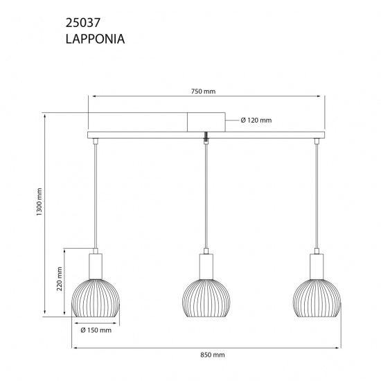 LAPPONIA Taklampa 3-l�gig rak, Vitoljat tr�/Vit