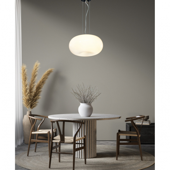 MANET Taklampa - Krom/Vit - Diameter 37cm