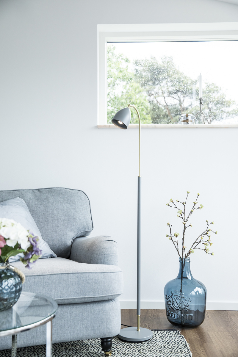 Deluxe floor lamp warm grey/brass MR16