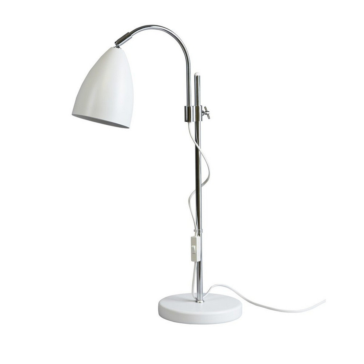 Sway bordslampa mattvit/krom E27 H:510mm