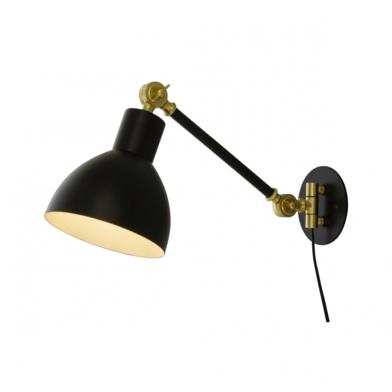 DUBLIN v�gglampa, svart/matt m�ssing