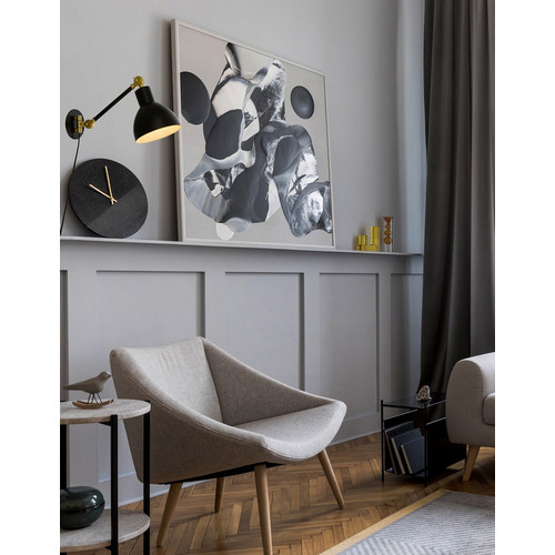 DUBLIN v�gglampa, svart/matt m�ssing