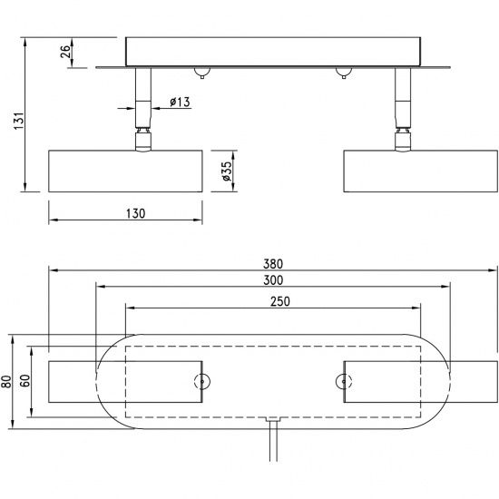 ARTIC v�gglampa dubbel, vit