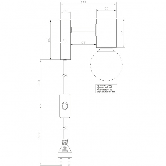 STRICT v�gglampa, svart