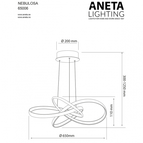 NEBULOSA taklampa, vit