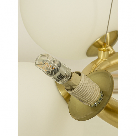 MOLEKYL taklampa rund, matt m�ssing/vit