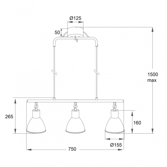 DUBLIN taklampa 3:a, svart/matt m�ssing