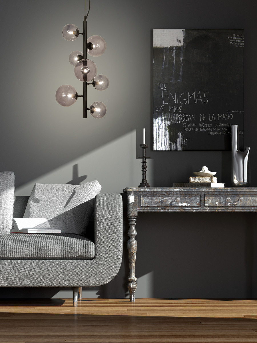 MOLEKYL taklampa lodr�t, svart/r�k