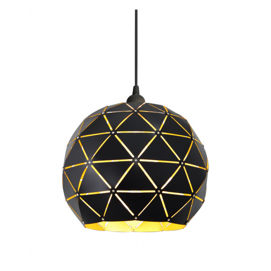 LATTICE taklampa 30cm rund, svart/guld insida