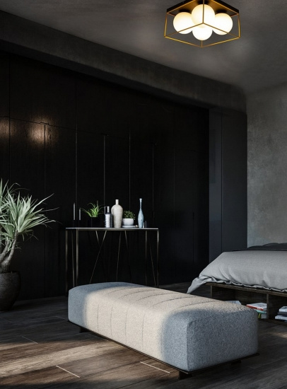 ASTRO plafond stor, svart/guld/opal