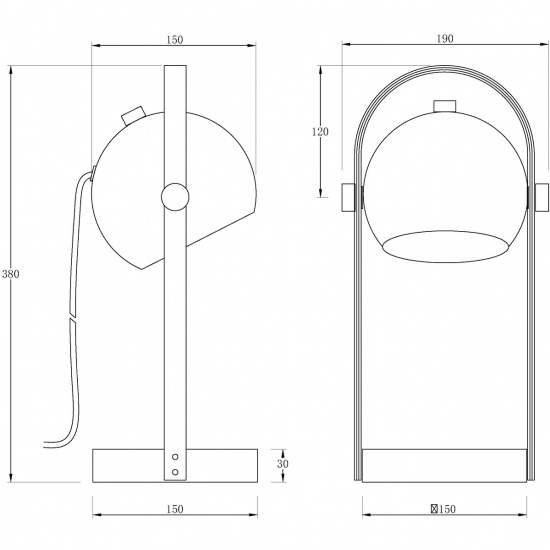 BOW bordlampa, svart