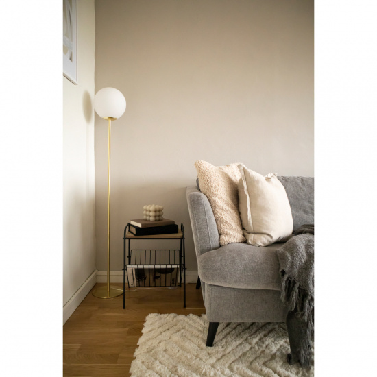 MOLEKYL golvlampa, matt m�ssing/vit