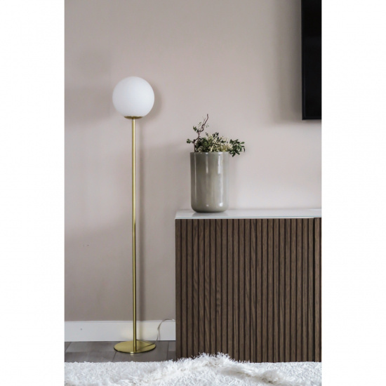 MOLEKYL golvlampa, matt m�ssing/vit