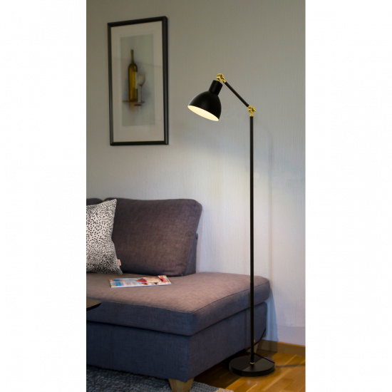 DUBLIN golvlampa, svart/matt m�ssing