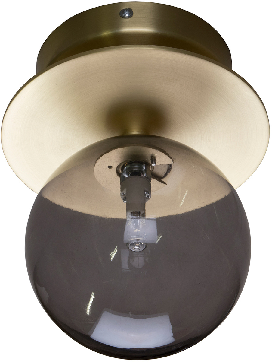 V�gglampa/plafond Art Deco IP44 Borstad m�ssing/r�k