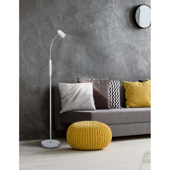 PILOT golvlampa, vit/krom