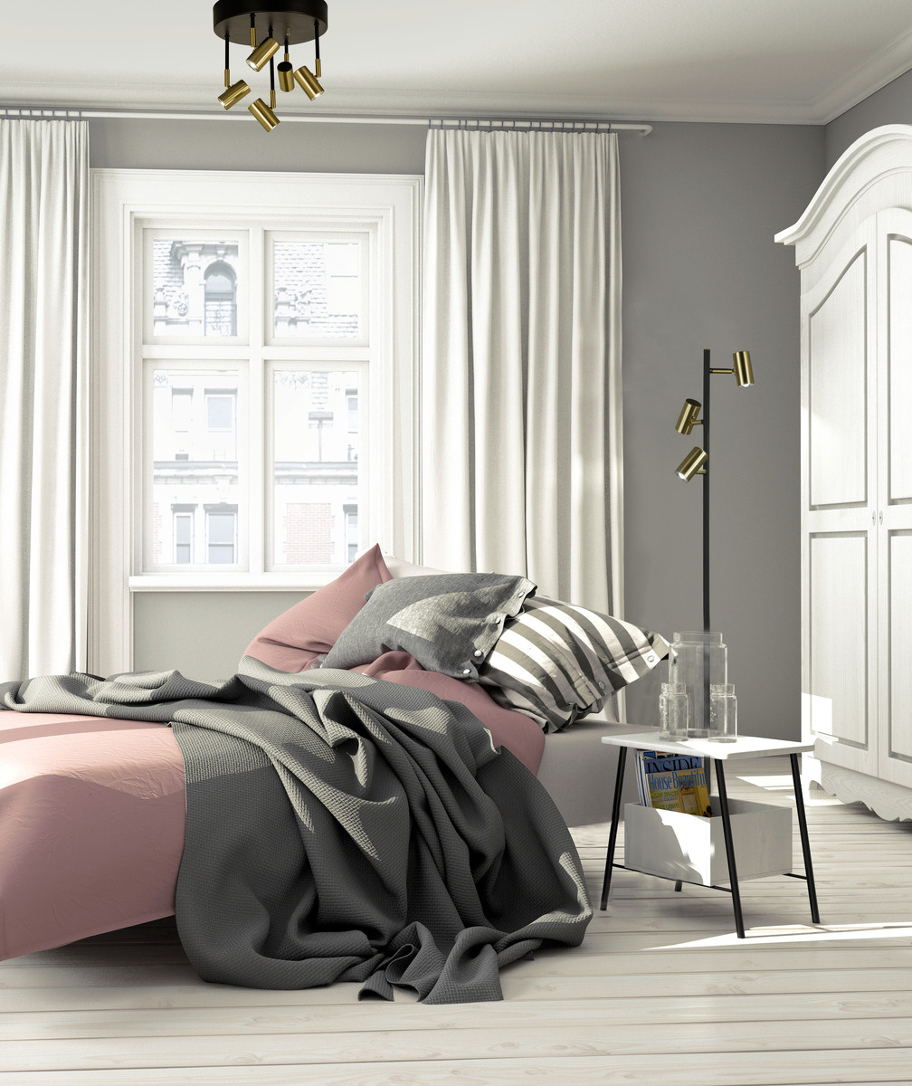 GUSTO golvlampa 3-arm, svart/m�ssing