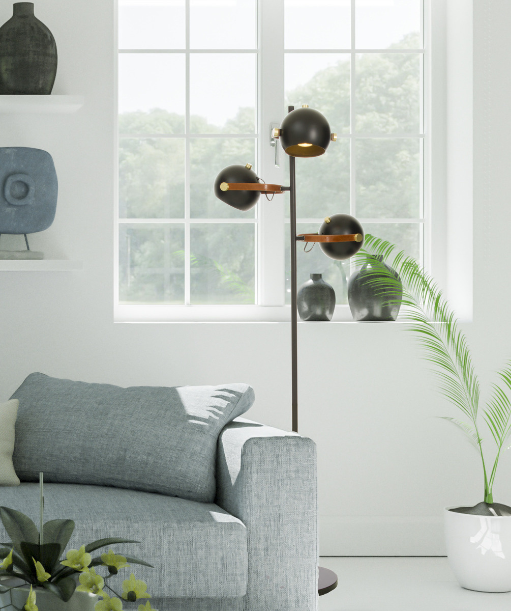 BOW golvlampa. 3-arm, svart