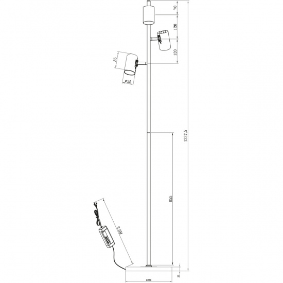 BALDER golvlampa 3:a, vit/krom