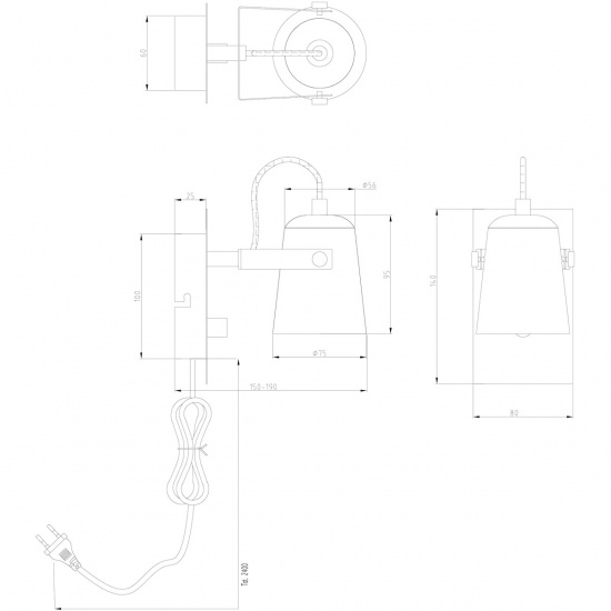 METZ v�gglampa, svart/matt m�ssing